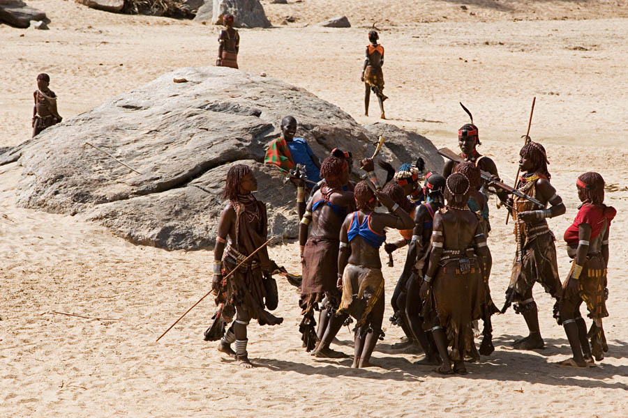 150   Hamar woman performing in bull jump ceremony